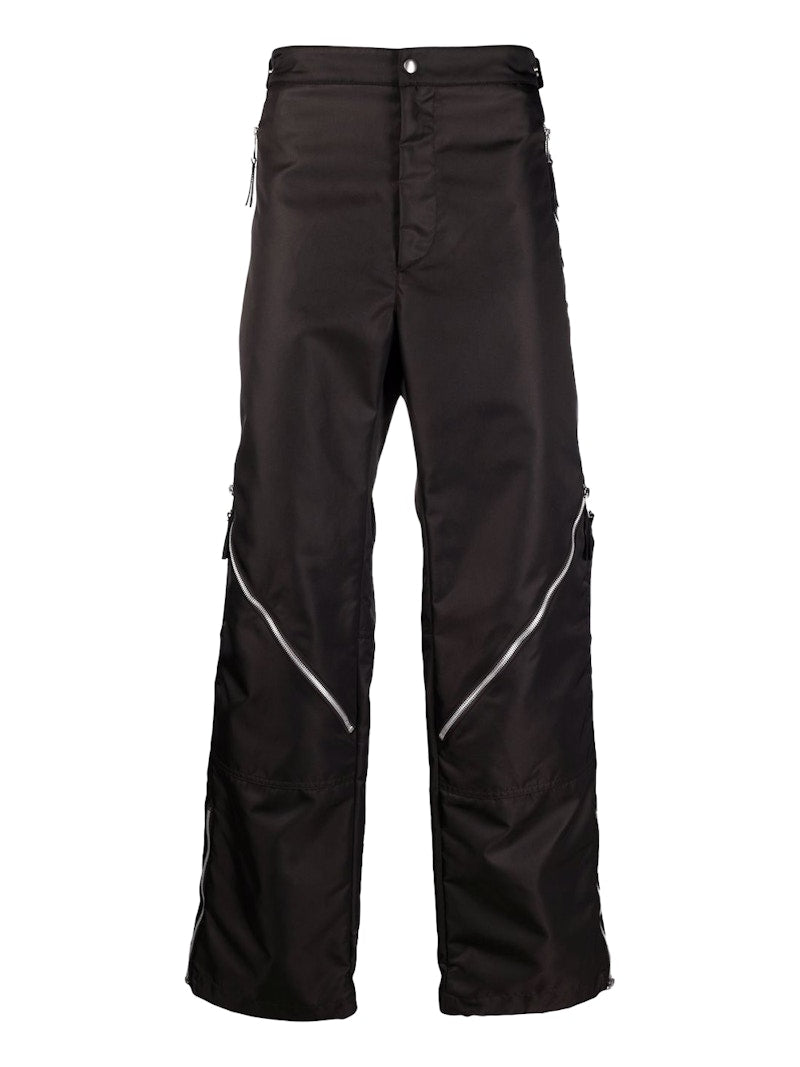 Bottega Veneta Zip Detail Straight-Legged Trousers Black/Green