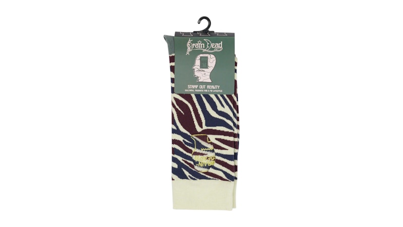 Brain Dead Logohead Dress Socks Multi Zebra