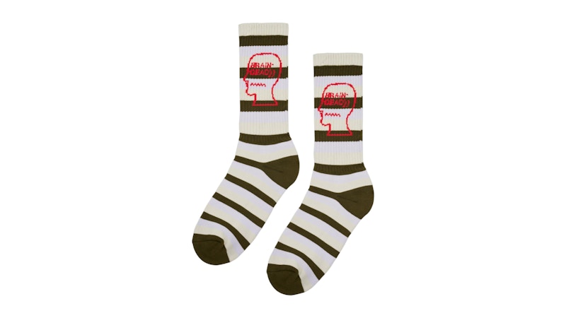Brain Dead Striped Logo Head Sock Cement