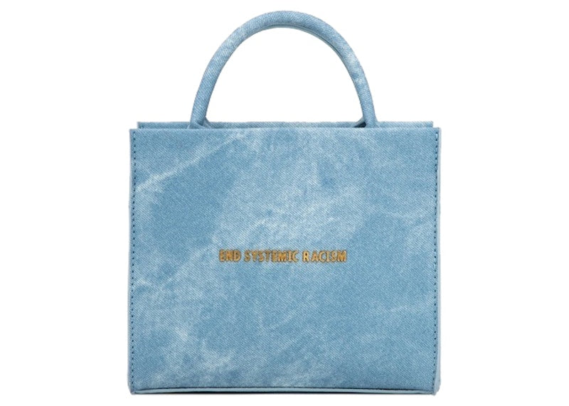 Brandon Blackwood ESR "End Systemic Racism" Wax Denim Tote Blue