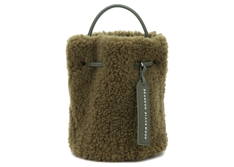 Brandon Blackwood Kamal Bucket Bag Shearling Green