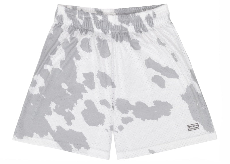 Bravest Studios Cow Print Shorts Grey/White