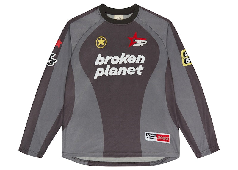 Broken Planet Football Long Sleeve Tee Black/Gray