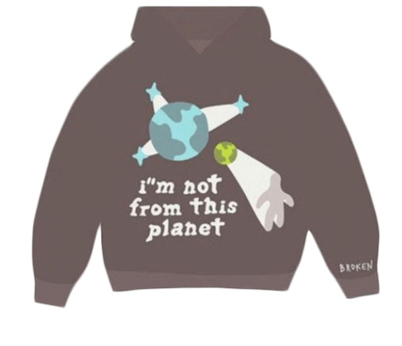 Broken Planet I'm Not From This Planet Hoodie Brown