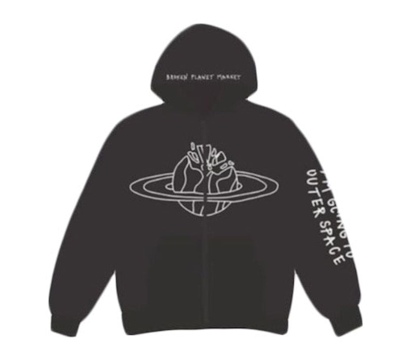 Broken Planet Outer Space Zip Up Hoodie Black