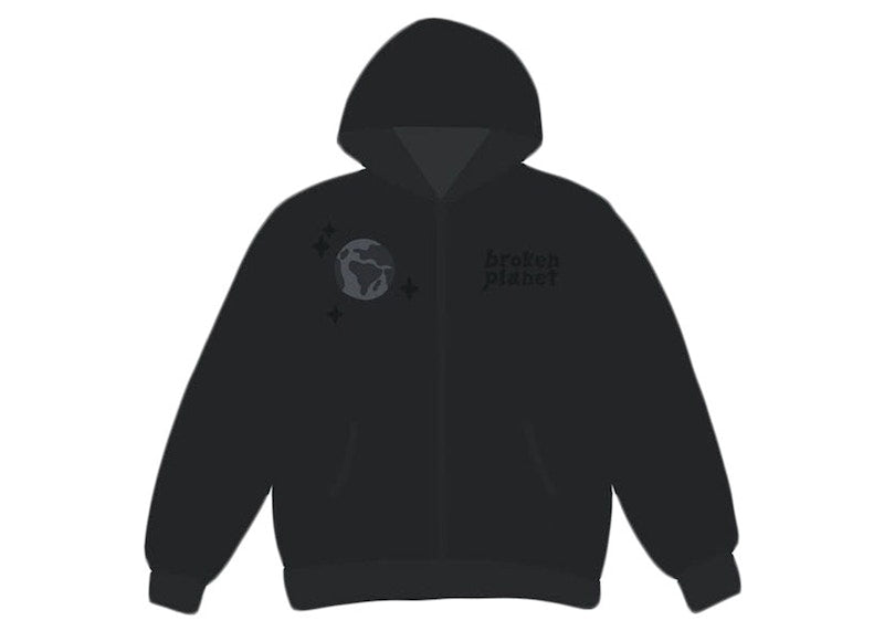 Broken Planet Spider Web Zip Up Hoodie Soot Black