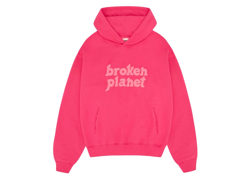 Broken Planet Monochrome Hoodie Fuchsia Pink