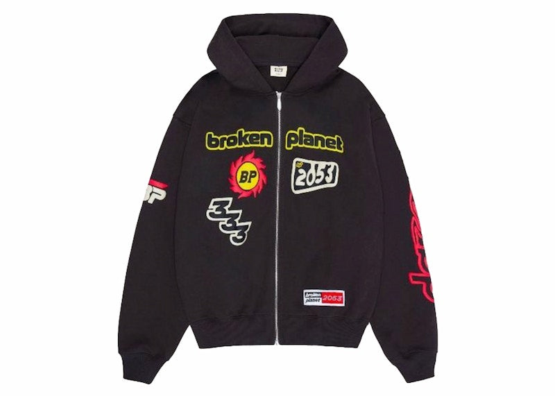 Broken Planet Performance Zip Up Hoodie Soot Black