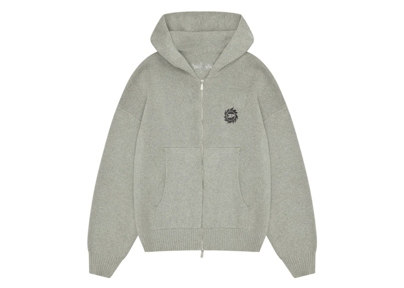 Broken Planet Sun Logo Knit Zip-Up Hoodie Heather Grey