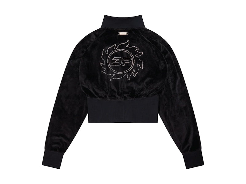 Broken Planet Women's Star Girl Velour Track Jacket Midnight Black