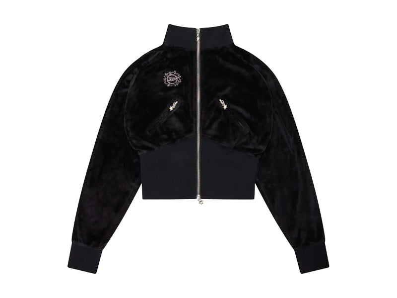 Broken Planet Women's Star Girl Velour Track Jacket Midnight Black
