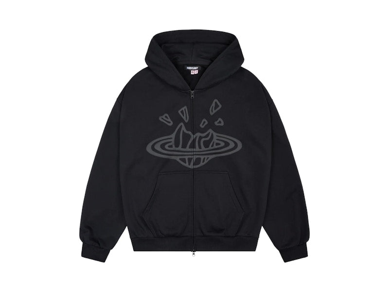 Broken Planet Zip Up Hoodie Midnight Black