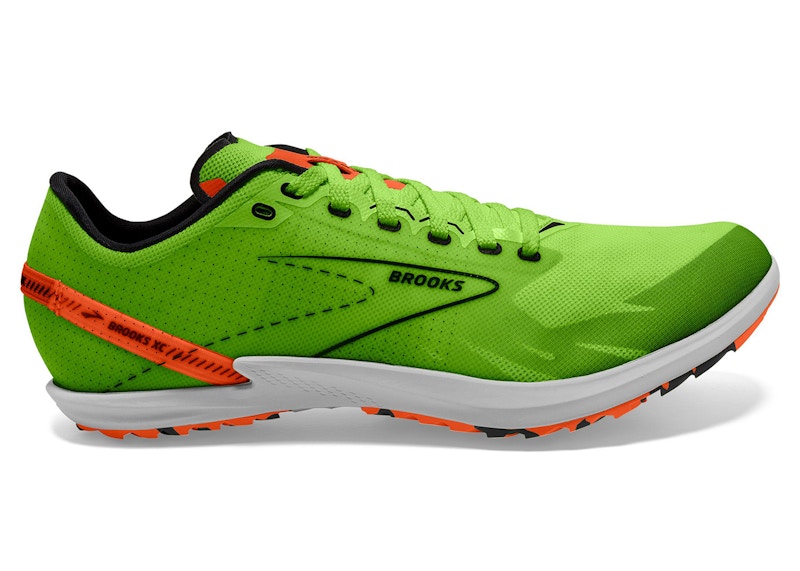Brooks Draft XC Spikeless Green Gecko Red Orange White