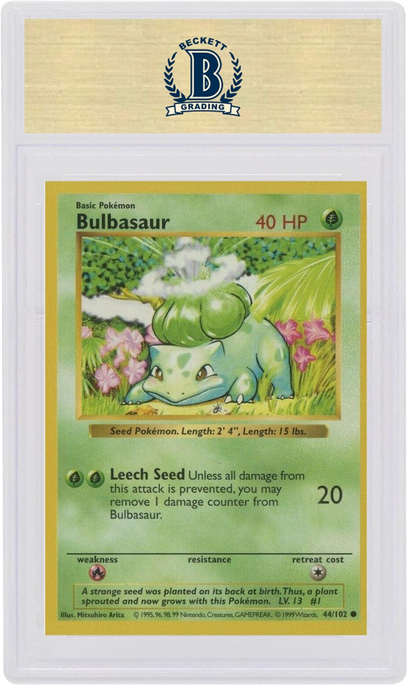 Bulbasaur 1999 Pokemon TCG Base set Shadowless #44 (PSA or BGS Graded)