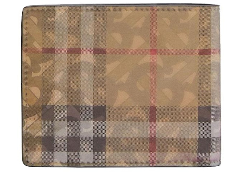 Burberry 3D Print Bifold Wallet 6 Slot Archive Beige