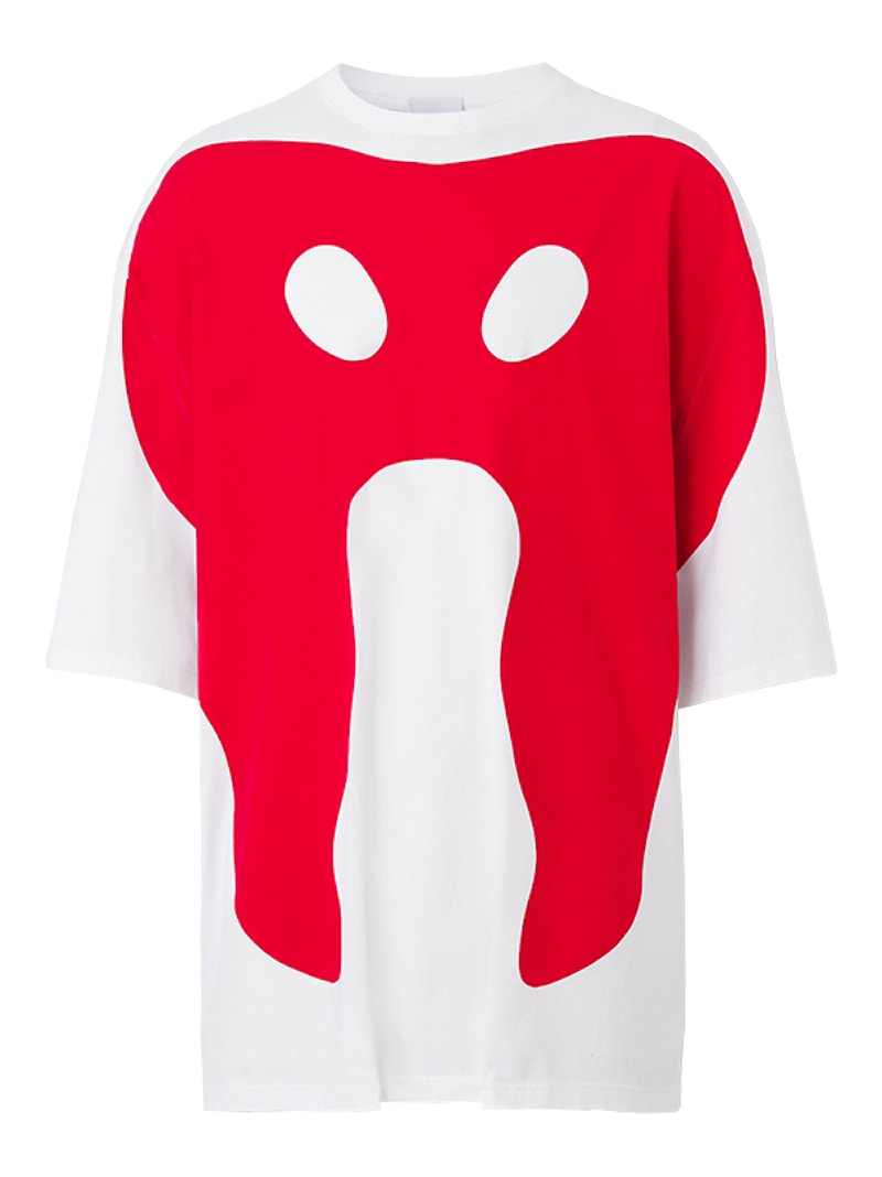 Burberry Abstract Print Cotton Oversized T-Shirt White/Red