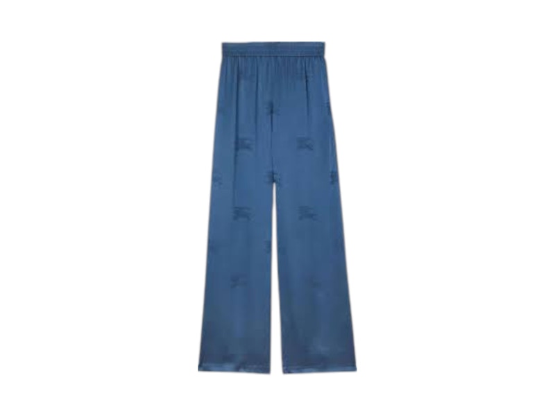Burberry Alex Silk Logo Pattern Trousers Muted Navy Ip Pat