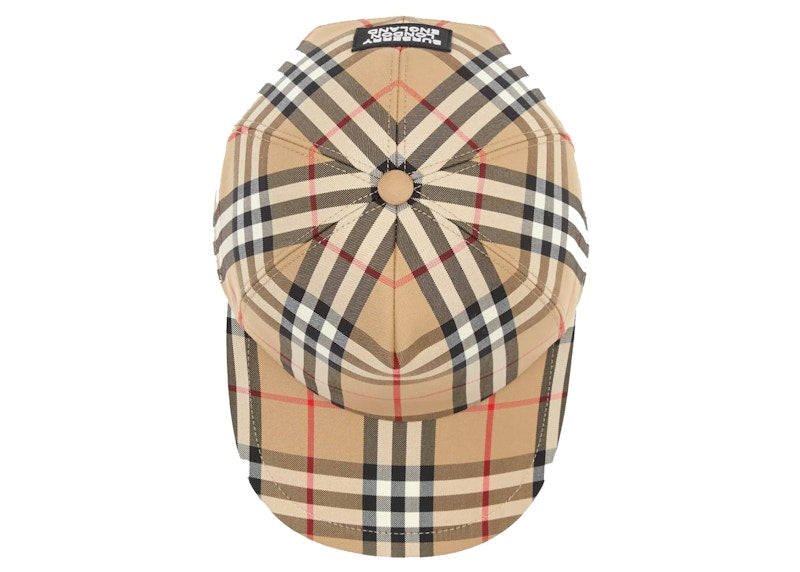 Burberry Logo Applique Vintage Check Baseball Cap Archive Beige