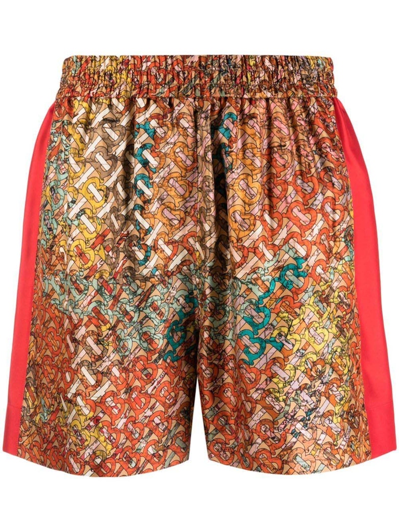 Burberry Bradeston Patterned Silk Shorts Bright Orange