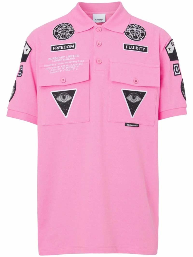 Burberry Bubblegum Badge-Applique Polo Pink