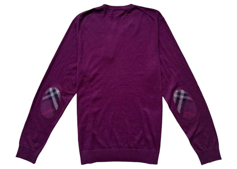 Burberry Cashmere Blend Vintage Check Elbow Patch Sweatshirt Burgundy