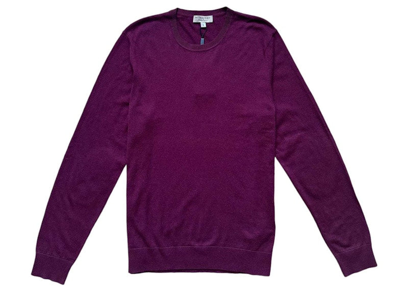 Burberry Cashmere Blend Vintage Check Elbow Patch Sweatshirt Burgundy
