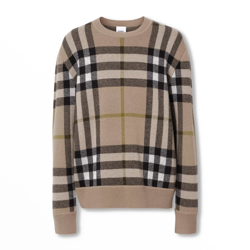 Burberry Cashmere Jacquard Sweater Soft Fawn