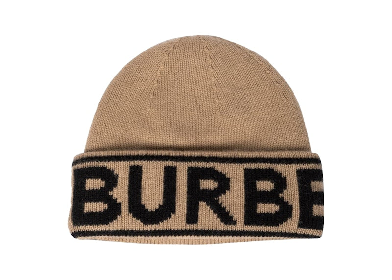 Burberry Cashmere Logo Beanie Camel/Black