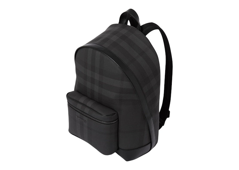 Burberry Charcoal Check And Leather Backpack Charcoal