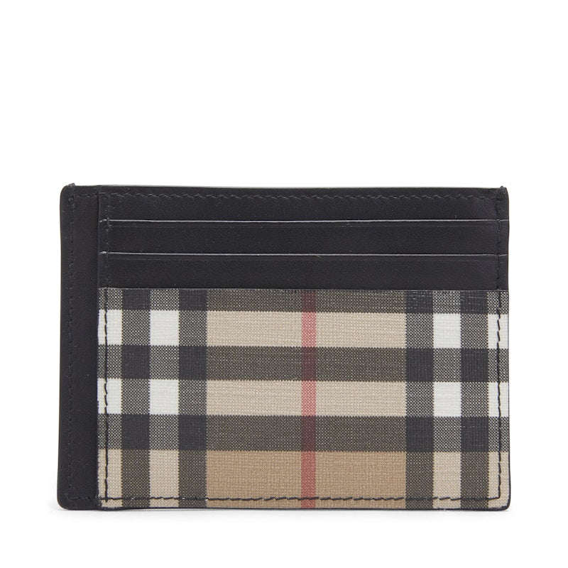 Burberry Vintage Check and Leather Money Clip Card Case 3 Slot Archive Beige
