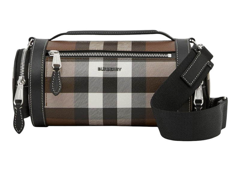 Burberry Check And Leather Sound Bag Dark Birch Brown/Black