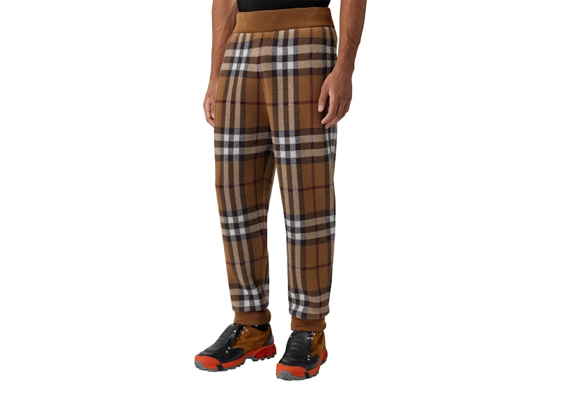 Burberry Check Cashmere Jogging Pants Dark Birch Brown