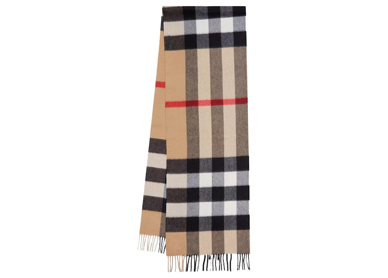 Burberry Check Cashmere Scarf Archive Beige