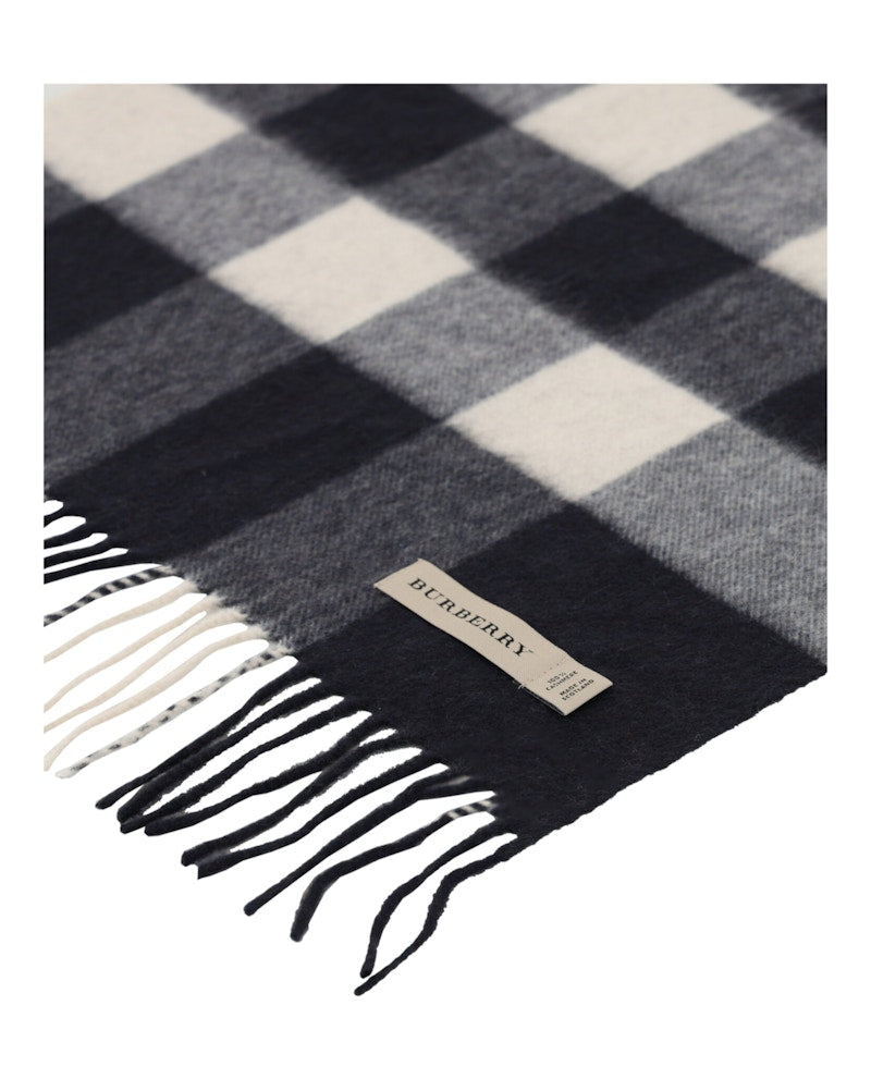 Burberry Check Cashmere Scarf Navy