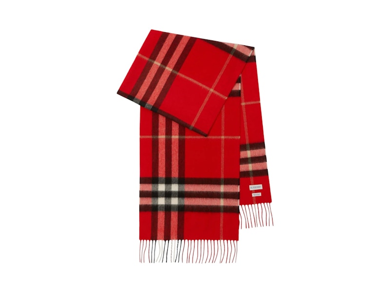 Burberry Check Cashmere Scarf Red