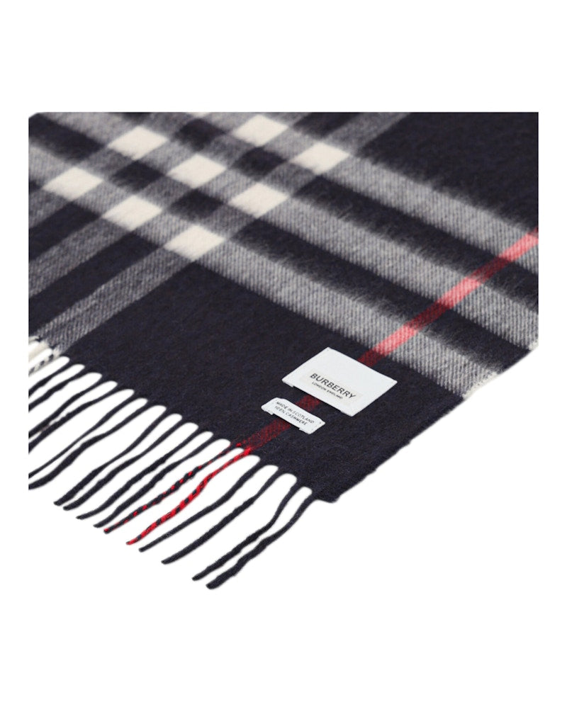 Burberry Check Cashmere Scarf Navy