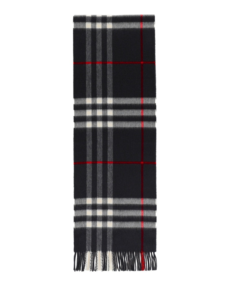 Burberry Check Cashmere Scarf Navy