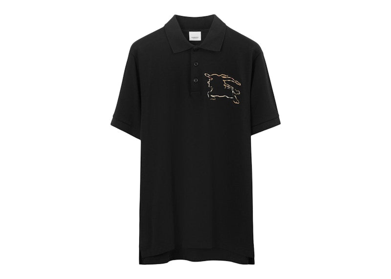 Burberry Check EKD Cotton Pique Polo Shirt Black