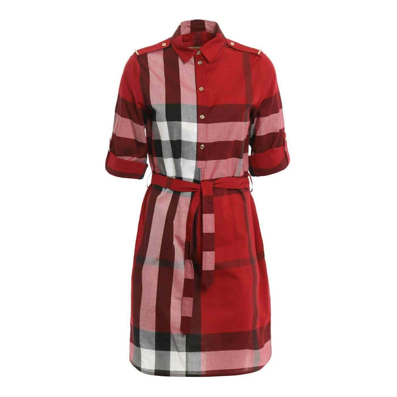 Burberry Check Knee-Length Dresses Red Check