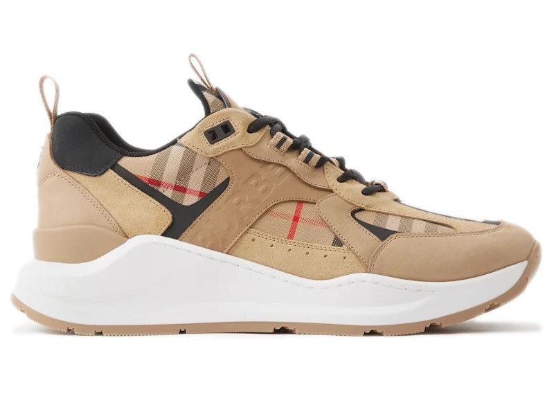 Burberry Check Leather and Suede Sneaker Archive Beige