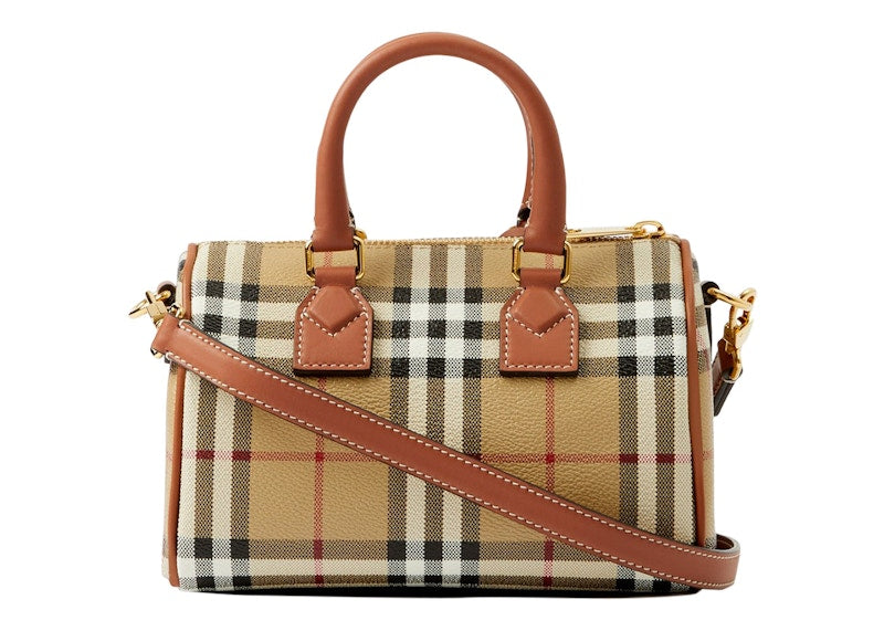 Burberry Check Mini Bowling Bag Archive Beige/Briar Brown