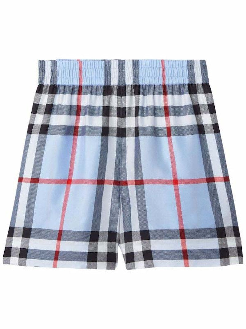 Burberry Check-Pattern Silk Shorts Blue
