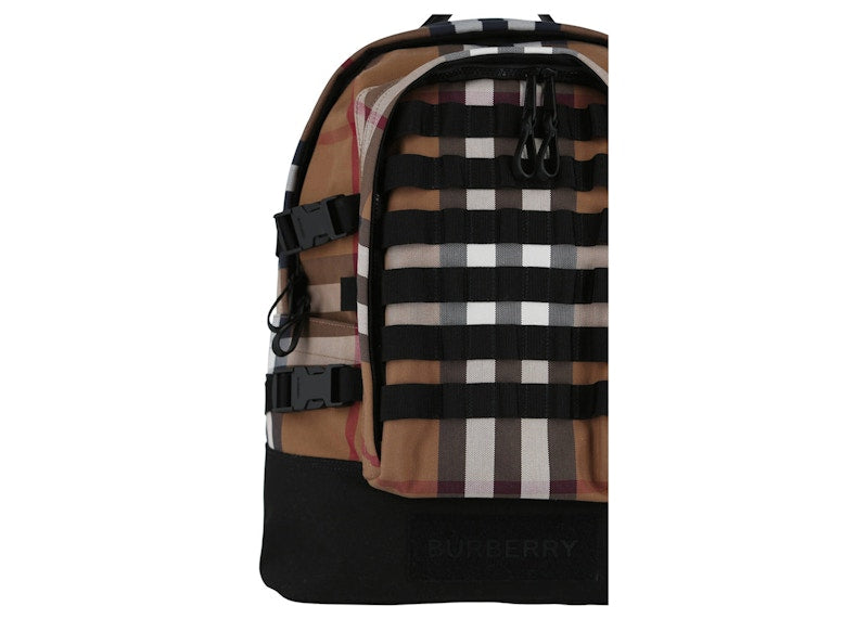 Burberry Check Print Backpack Brown