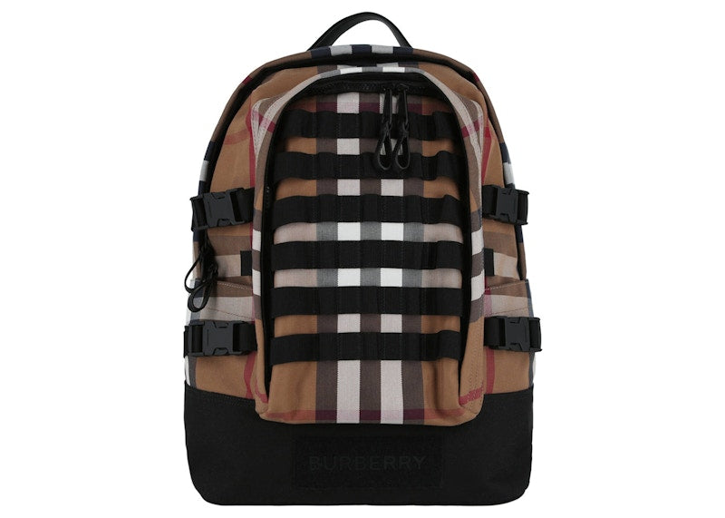 Burberry Check Print Backpack Brown