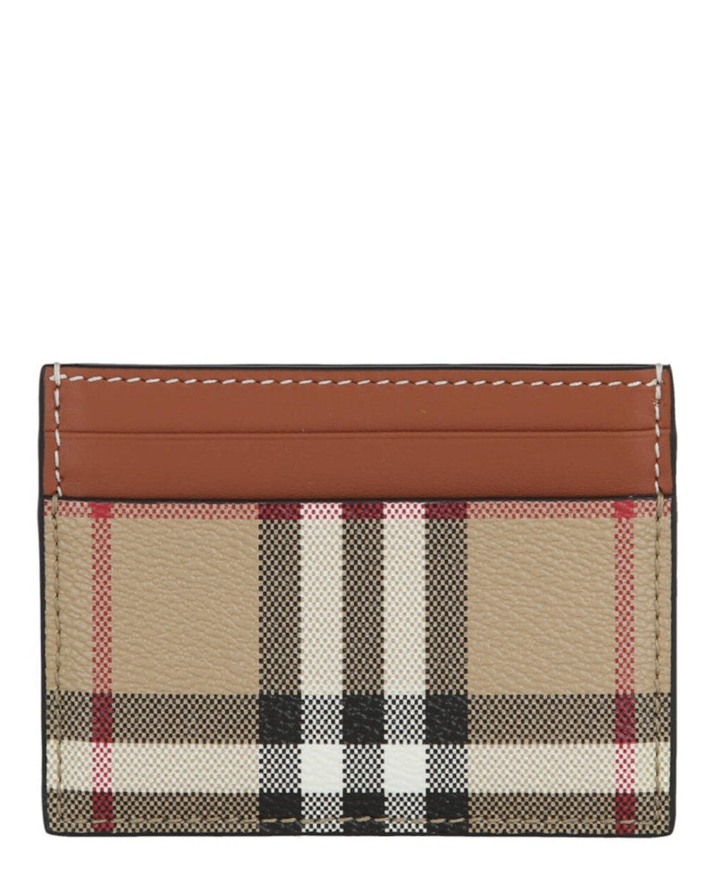 Burberry Check Print Card Holder Archive Beige