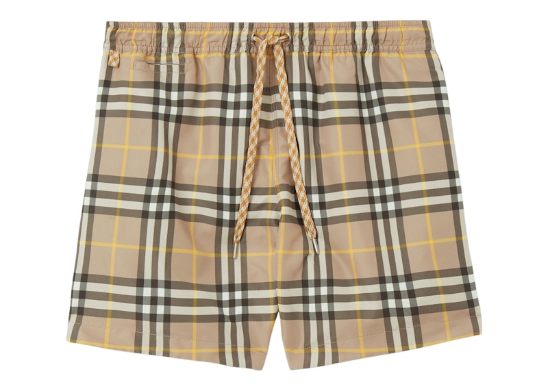 Burberry Check Print Drawcord Swim Shorts Truffle