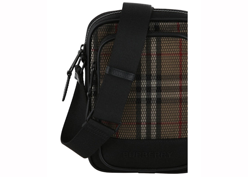 Burberry Check Print Mesh Crossbody Beige