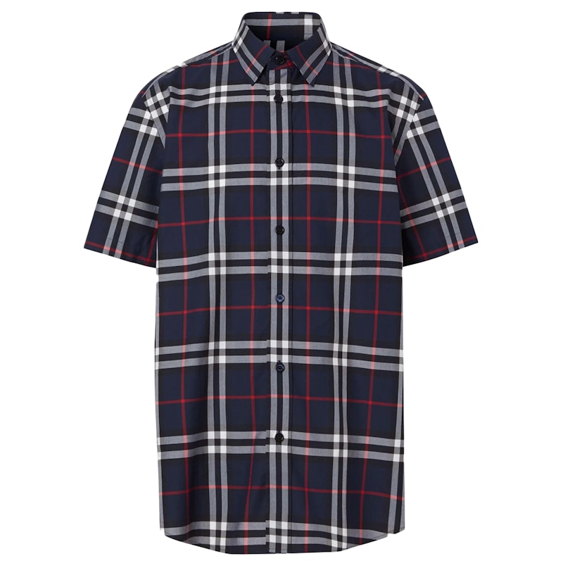 Burberry Check Print S/S Shirt Navy