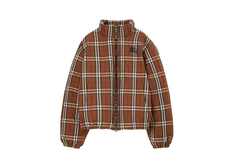 Burberry Check Puffer Jacket Dark Birch Brown