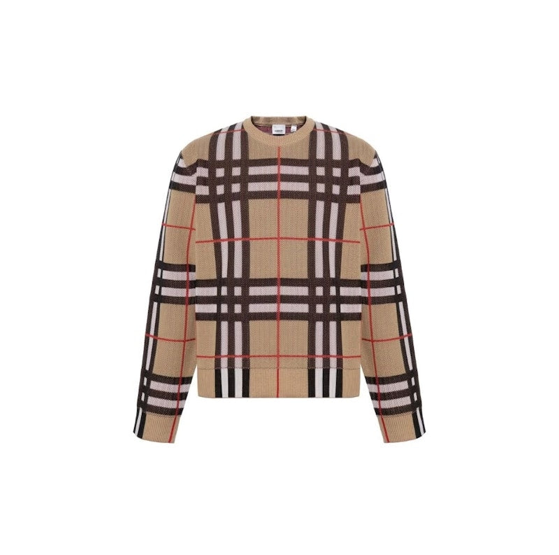 Burberry Check Technical Crewneck Sweater Archive Beige